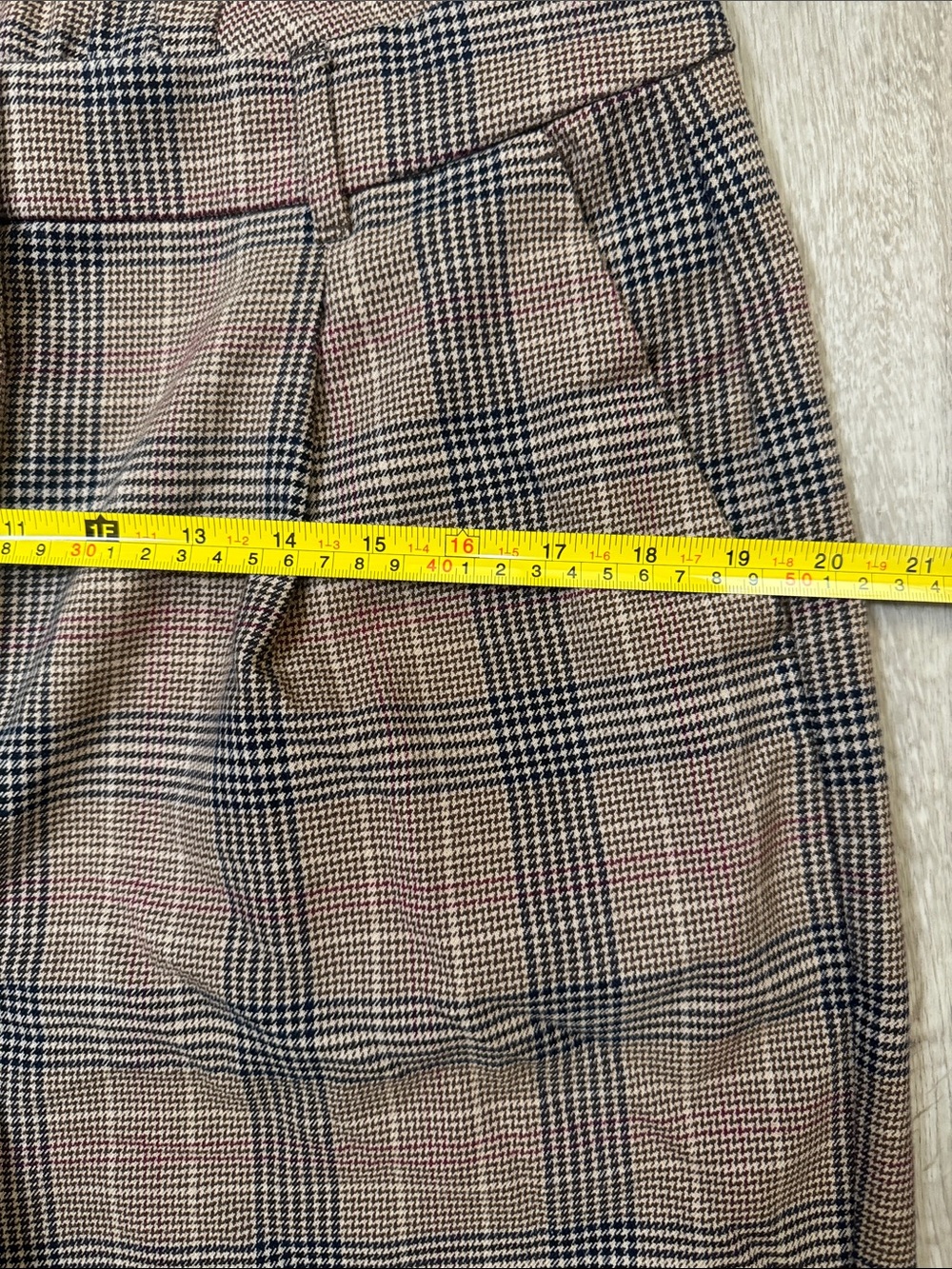 Old Navy Brown Plaid Taylor Wide Leg Trouser Dress Pants with Black Check. SizeL - Picture 6 of 13